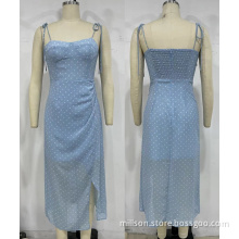 Polka Dot Pattern Adjustable Shoulder Strap Dress